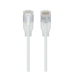 Imagen del cable de red Ubiquiti UACC-Cable-Patch-EL-C6A-0.15M-W-24, color translúcido blanco, longitud 0.15 metros y categoría Cat6a