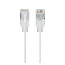 Imagen del cable de red Ubiquiti UACC-Cable-Patch-EL-C6A-12M-W, de tipo Cat6a, con longitud de 12 metros y color translúcido blanco