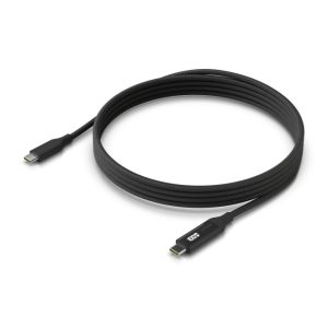 Imagen del cable USB C Ubiquiti de 100W y 2 metros de largo en color negro, sku UACC-Cable-USB-100W-2M-BK