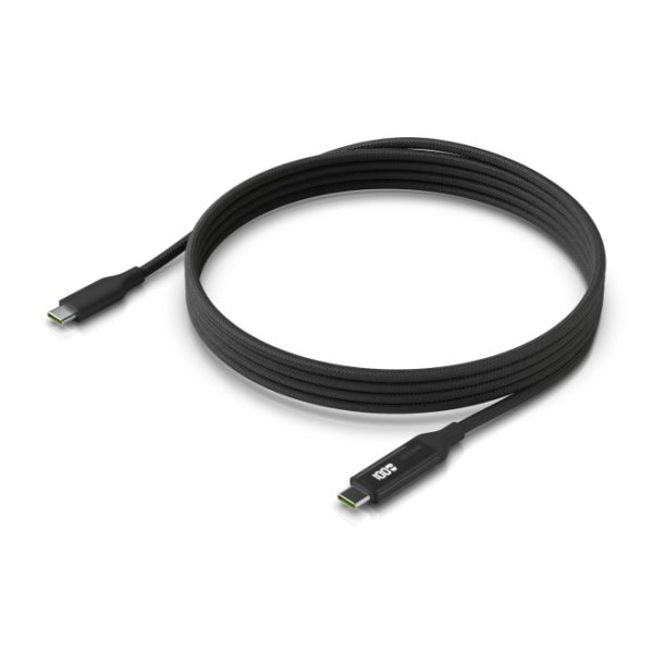Imagen del cable USB C Ubiquiti de 100W y 2 metros de largo en color negro, sku UACC-Cable-USB-100W-2M-BK