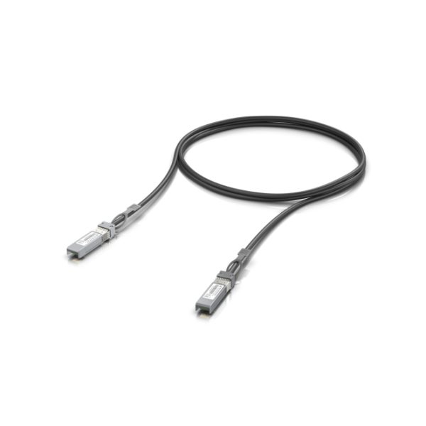 Imagen del cable de fibra óptica e InfiniBand SFP+ Ubiquiti UACC-DAC-SFP10-1M negro de 1 metro de longitud, SKU UACC-DAC-SFP10-1M