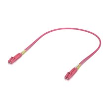 Imagen del cable de fibra óptica Ubiquiti UACC-OFC-M2-LULU-0.5M, rosa, con longitud de 0,5 metros y conectores LC/LC