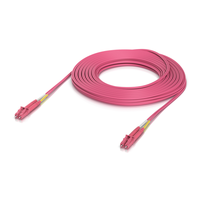 Ubiquiti cable de fibra óptica LC/LC rosa ultraligero Ubiquiti cable de fibra óptica e InfiniBand LC/LC color rosa modelo UACC-OFC-M2-LULU-15M de 15 metros SKU UACC-OFC-M2-LULU-15M