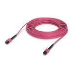 Imagen del Cable de Fibra Óptica Ubiquiti UACC-OFC-MA-MPMP-15M, tipo MPO/UPC de 15 metros en color rosa, ideal para centros de datos