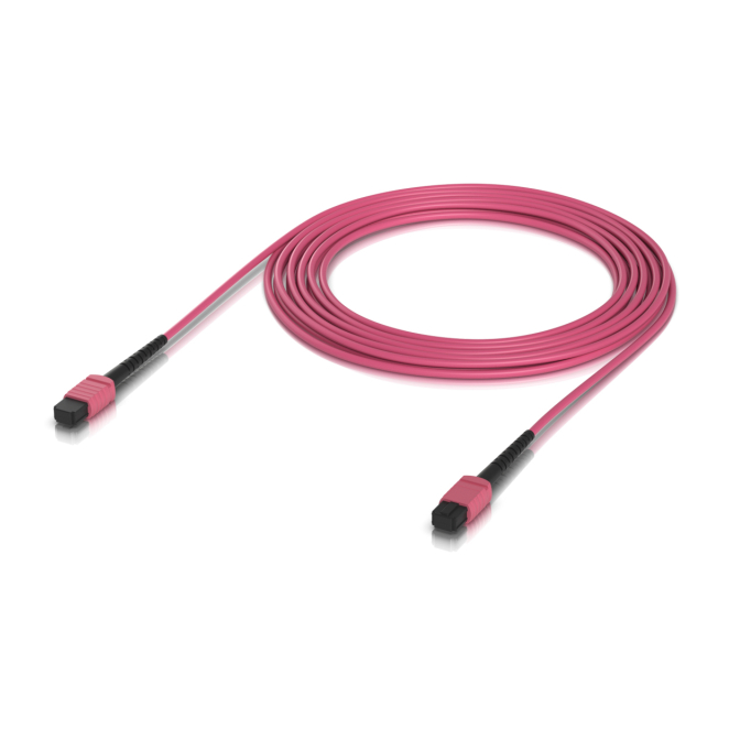 Ubiquiti cable de fibra óptica MPO rosa de 5 metros Cable de fibra óptica e InfiniBand Ubiquiti, de 5 metros, con conectores MPO/UPC, color rosa, SKU: UACC-OFC-MA-MPMP-5M