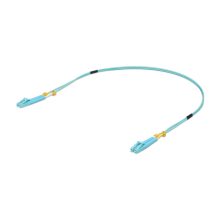 Ubiquiti UACC-OFC-MM-0.5M cable de fibra óptica de 0.5 metros con conectores LC en color aguamarina, ideal para centros de datos