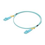 Cable de fibra óptica Ubiquiti UACC-OFC-MM-2M con conectores LC/LC de 2 metros, en color aguamarina. SKU: UACC-OFC-MM-2M