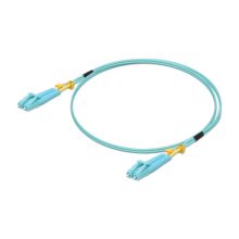 Cable de fibra óptica Ubiquiti UACC-OFC-MM-2M con conectores LC/LC de 2 metros, en color aguamarina. SKU: UACC-OFC-MM-2M