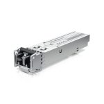 Imagen del módulo transceptor de fibra óptica Ubiquiti UACC-OM-MM-1G-D-2 con velocidad de 1250 Mbit/s y formato SFP