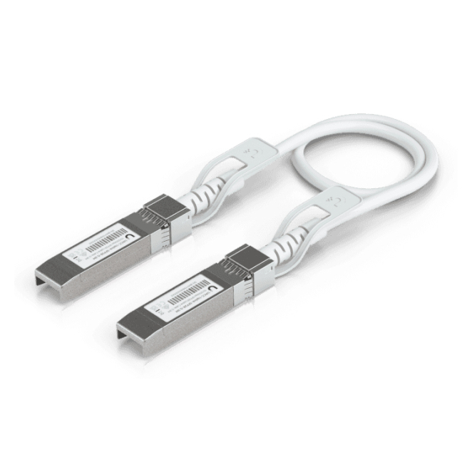 Ubiquiti Cable de Fibra Óptica InfiniBand Blanco 0.3 m Cable de fibra óptica InfiniBand Ubiquiti UACC-Uplink-SFP28-0.3M de 0.3 metros en color blanco