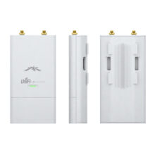 Imagen del Ubiquiti UAP-Outdoor5, un punto de acceso inalámbrico exterior de 300 Mbit/s en color blanco. SKU: UAP-OUTDOOR-5