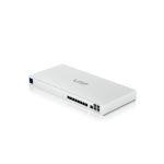 Router Ubiquiti UISP-R-PRO con puertos Gigabit Ethernet y carcasa de acero inoxidable