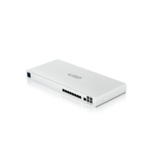 Router Ubiquiti UISP-R-PRO con puertos Gigabit Ethernet y carcasa de acero inoxidable