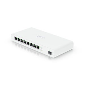 Router Ubiquiti UISP con conexión Gigabit Ethernet en color blanco, SKU UISP-R.