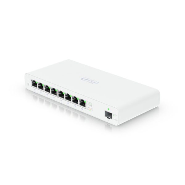Router Ubiquiti UISP con conexión Gigabit Ethernet en color blanco, SKU UISP-R.
