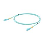 Cable de fibra óptica Ubiquiti UniFi ODN de 0.5 metros, color aguamarina, con conectores LC. SKU: UOC-0.5