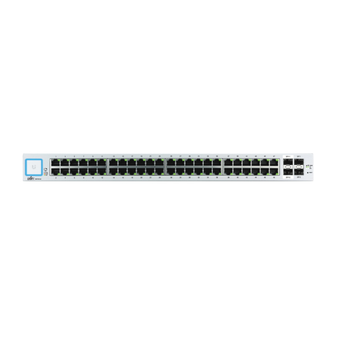 Ubiquiti UniFi switch gestionado Gigabit Ethernet 48 puertos Switch gestionado Ubiquiti UniFi US-48 con 48 puertos de Gigabit Ethernet en color blanco, SKU US-48