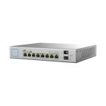 Switch gestionado Ubiquiti UniFi modelo US-8-150W con Gigabit Ethernet, PoE y color blanco