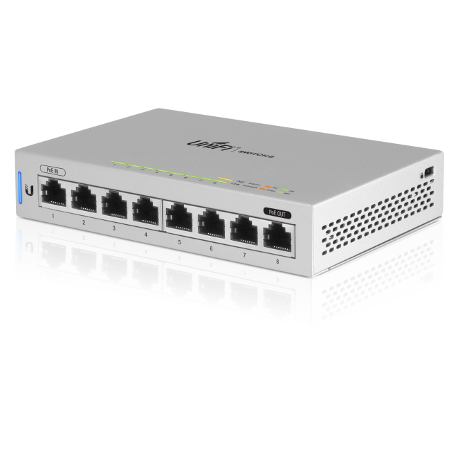 Ubiquiti UniFi Switch 8 Gestionado con PoE y Gigabit Ethernet Ubiquiti UniFi Switch modelo US-8 Gestionado Gigabit Ethernet 10/100/1000 con PoE en color gris
