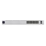 Switch Ubiquiti UniFi gestionado con 16 puertos PoE Gigabit Ethernet, modelo USW-16-POE, color plata