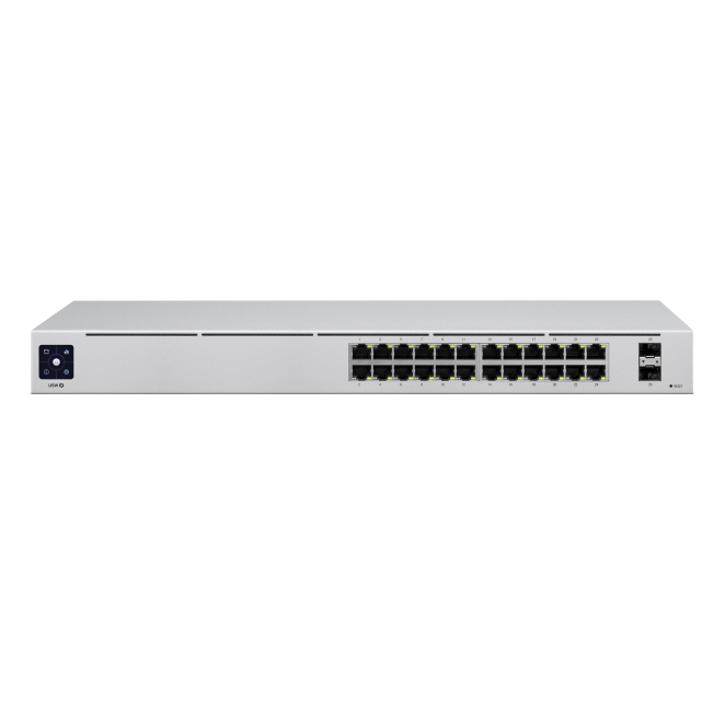 Ubiquiti UniFi Switch Gestionado L2 con 24 Puertos Gigabit Ethernet Switch Ubiquiti UniFi USW-24 gestionado L2 con 24 puertos Gigabit Ethernet (10/100/1000) en color plata, SKU USW-24