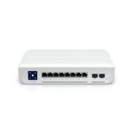 Vista del switch Ubiquiti UniFi Enterprise 8 PoE Gestionado L3 con 2.5G Ethernet y acero inoxidable, SKU USW-ENTERPRISE-8-POE