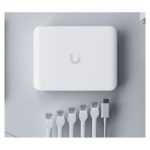 Imagen del switch Ubiquiti UniFi Flex Mini 2.5G, gestionado, con Ethernet 100/1000/2500 y energía sobre Ethernet, modelo USW-FLEX-2.5G-5 en color blanco.