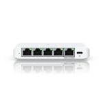 Imagen del switch Ubiquiti UniFi Flex Mini 2.5G, gestionado, con Ethernet 100/1000/2500 y energía sobre Ethernet, modelo USW-FLEX-2.5G-5 en color blanco.