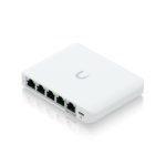 Imagen del switch Ubiquiti UniFi Flex Mini 2.5G, gestionado, con Ethernet 100/1000/2500 y energía sobre Ethernet, modelo USW-FLEX-2.5G-5 en color blanco.