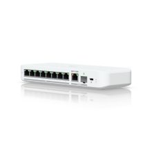 Switch Ubiquiti UniFi Flex 2.5G gestionado L2 con soporte para Ethernet 100/1000/2500 y Energía sobre Ethernet (PoE), SKU USW-Flex-2.5G-8, color blanco, ideal para montaje en pared o escritorio.