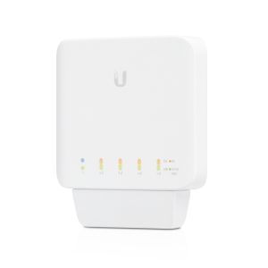 Imagen del Ubiquiti UniFi Switch Flex de 3 unidades, gestionado en capa 2, con puertos Gigabit Ethernet y capacidad PoE, SKU: USW-FLEX-3