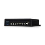 Imagen frontal del switch industrial gestionado Ubiquiti UniFi L2 Gigabit Ethernet (10/100/1000) con energía sobre Ethernet (PoE) en color negro - SKU USW-INDUSTRIAL