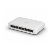 Imagen del Ubiquiti UniFi Switch Lite 8 PoE gestionado L2 con puertos Gigabit Ethernet y energía sobre Ethernet (PoE), modelo en color blanco con SKU: USW-LITE-8-POE