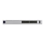 Imagen del Switch Ubiquiti UniFi Pro con 24 puertos PoE, gestión L2/L3, Gigabit Ethernet, metálico plateado, SKU USW-PRO-24-POE