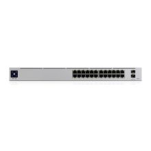 Imagen del Switch Ubiquiti UniFi Pro con 24 puertos PoE, gestión L2/L3, Gigabit Ethernet, metálico plateado, SKU USW-PRO-24-POE