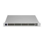 Switch Ubiquiti UniFi Pro modelo USW-Pro-48-POE, gestionado L2/L3, 48 puertos Gigabit Ethernet (10/100/1000) con energía sobre Ethernet en carcasa de 1U color plata. SKU: USW-Pro-48-POE