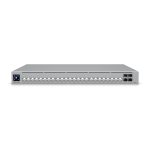 Imagen del switch Ubiquiti UniFi Pro HD 24 PoE gestionado L2/L3 con 2.5G Ethernet, tecnología PoE y 1U en color gris. SKU: USW-PRO-HD-24-POE