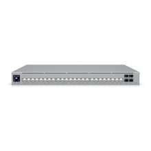Imagen del switch Ubiquiti UniFi Pro HD 24 PoE gestionado L2/L3 con 2.5G Ethernet, tecnología PoE y 1U en color gris. SKU: USW-PRO-HD-24-POE