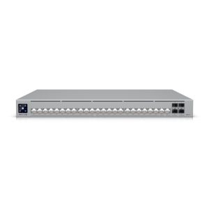 Imagen del switch Ubiquiti UniFi Pro HD 24 PoE gestionado L2/L3 con 2.5G Ethernet, tecnología PoE y 1U en color gris. SKU: USW-PRO-HD-24-POE