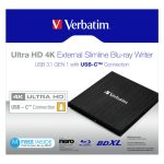Verbatim unidad de disco óptico Blu-Ray DVD Combo en color negro, modelo 43888, ideal para grabaciones de alta capacidad.