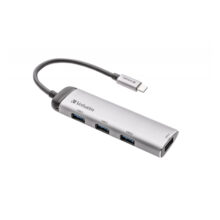 Verbatim Hub Multipuertos USB-C con 4 puertos USB 3.2 Gen 1, SKU: 49147, ideal para expandir la conectividad de tu laptop