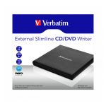 Verbatim External Slimline CD/DVD Writer, unidad de disco óptico DVD±RW en color negro, SKU 53504