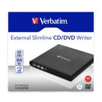 Unidad de disco óptico Verbatim Slimline CD/DVD DVD-RW de color negro con SKU 98938