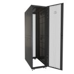 Vertiv VR3307, armario rack de 48U. Rack o bastidor independiente color negro con puertas transparentes, ideal para centros de procesamiento de datos (SKU: VR3307)