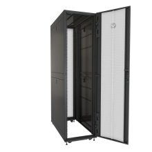 Vertiv VR3307, armario rack de 48U. Rack o bastidor independiente color negro con puertas transparentes, ideal para centros de procesamiento de datos (SKU: VR3307)