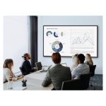 Vista frontal de la pantalla de señalización Viewsonic CDE7530 de 75 pulgadas con conexión Wifi, brillo de 450 cd/m², resolución 4K Ultra HD, color negro y procesador Android 11. SKU CDE7530.