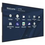 Vista frontal de la pantalla de señalización Viewsonic CDE7530 de 75 pulgadas con conexión Wifi, brillo de 450 cd/m², resolución 4K Ultra HD, color negro y procesador Android 11. SKU CDE7530.