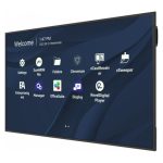 Vista frontal de la pantalla de señalización Viewsonic CDE7530 de 75 pulgadas con conexión Wifi, brillo de 450 cd/m², resolución 4K Ultra HD, color negro y procesador Android 11. SKU CDE7530.