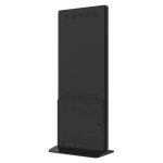 Vista lateral derecha de la pantalla táctil negra Viewsonic EP5542T de 55 pulgadas 4K Ultra HD, con un diseño de tótem y brillo de 450 cd/m²