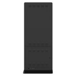 Vista lateral derecha de la pantalla táctil negra Viewsonic EP5542T de 55 pulgadas 4K Ultra HD, con un diseño de tótem y brillo de 450 cd/m²